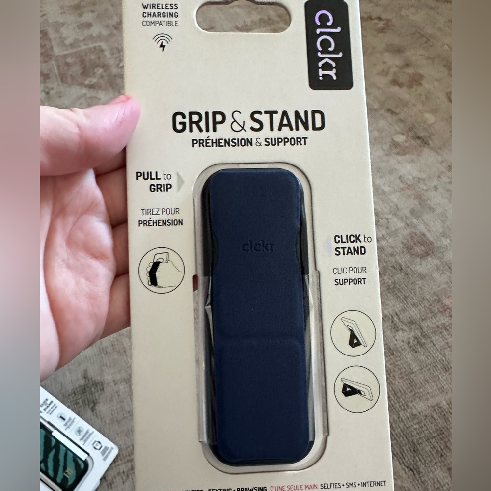 Clikr Grip and Stand phone attachment.